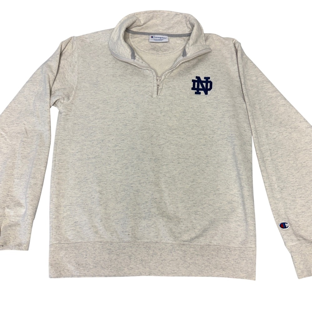 Champion Notre Dame Fighting Irish Quarter Zip Sweatshirt Womens Small Grey ND